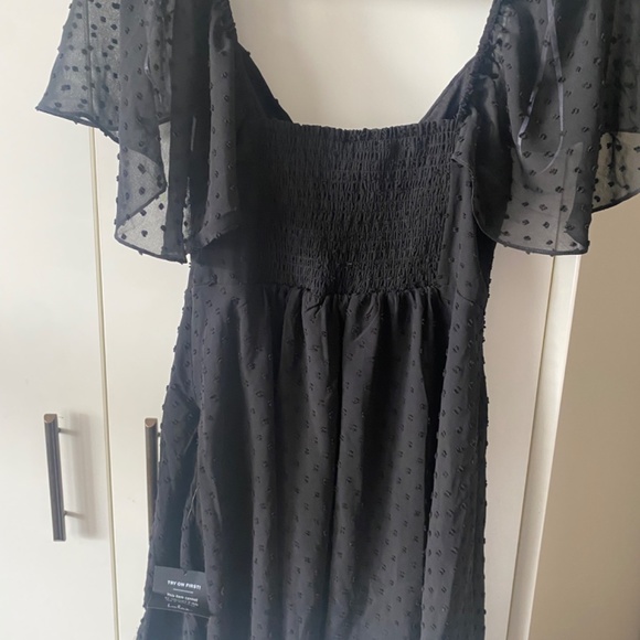 Black Dot Tie Front Skater Dress - Picture 2 of 3